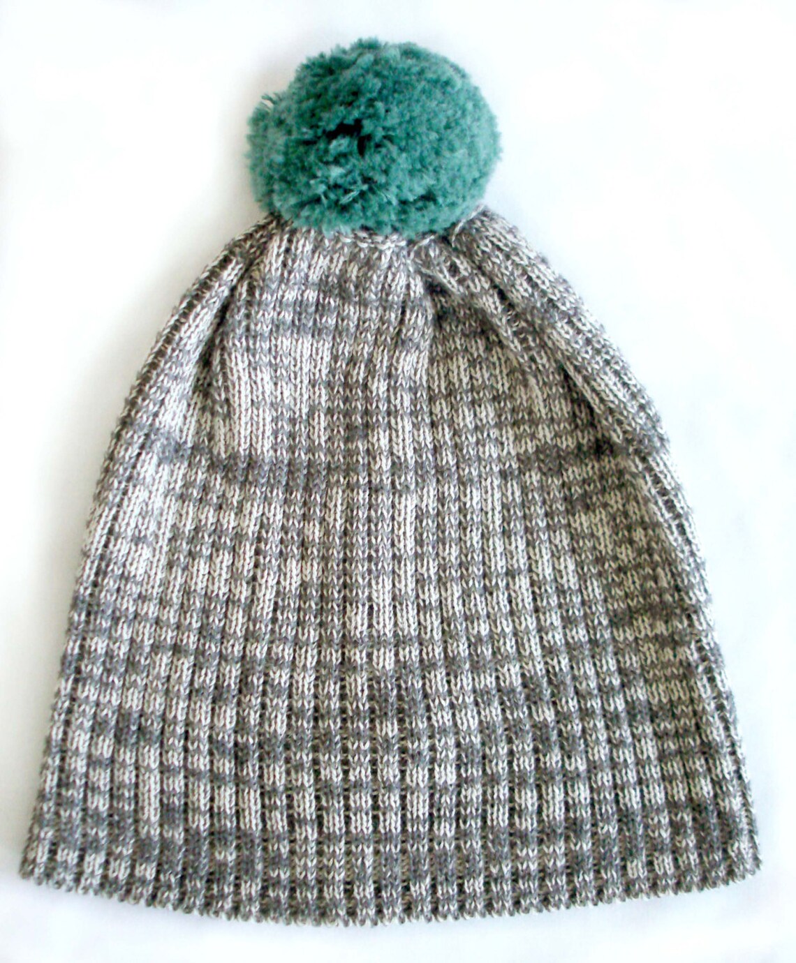 Grey and White Knit Hat Grey and White Rib Knit Hat with Etsy