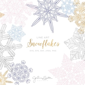 Schneeflocke Urlaub ClipArt, Single Line SVG, sofortiger digitaler Download