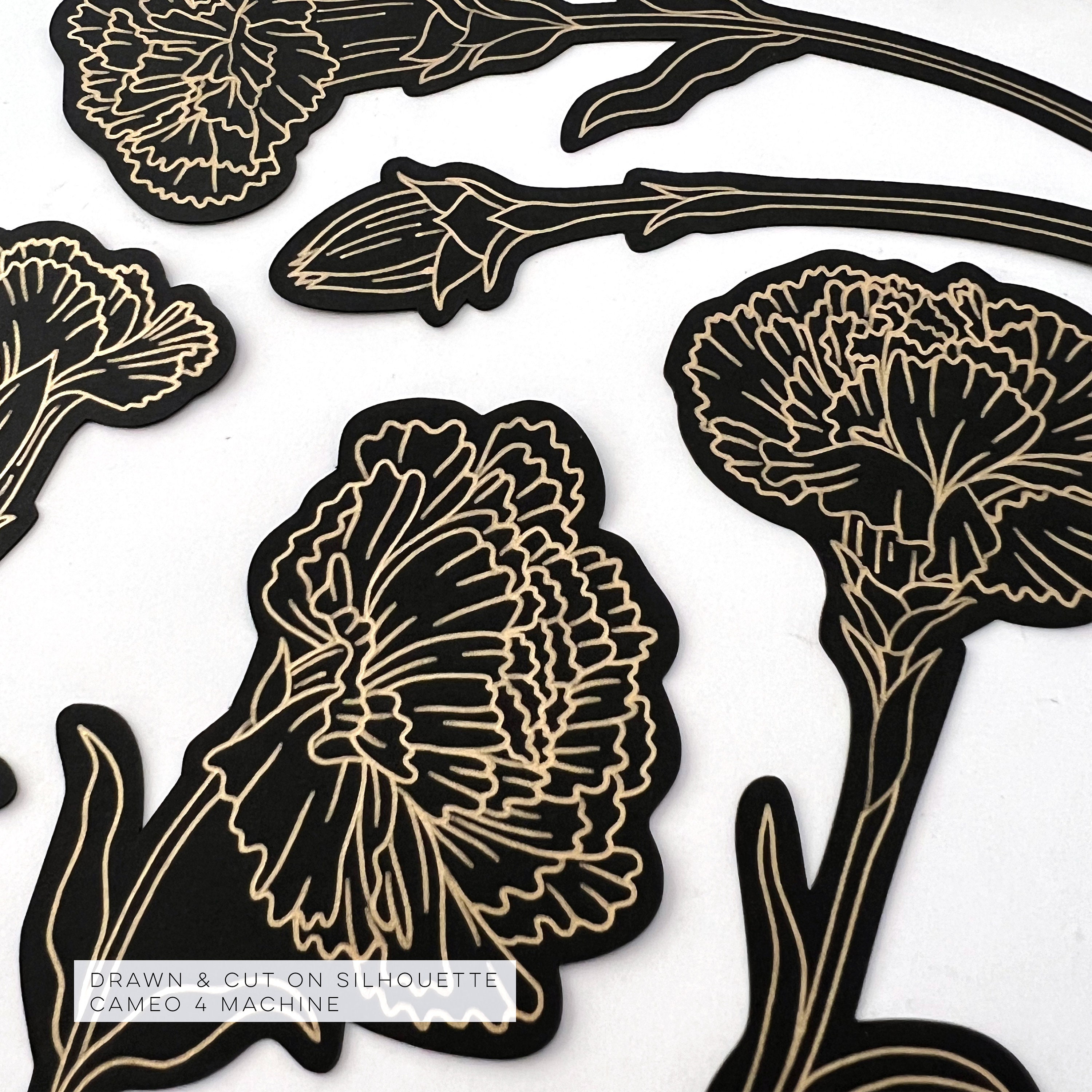 Carnation Flower Single Line SVG File, Botanical Floral Clip Art ...