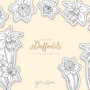 Fichier SVG de la fleur de jonquille d’une seule ligne, image clipart florale botanique, téléchargement numérique instantané