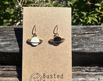 mismatched planet earrings- gold plated