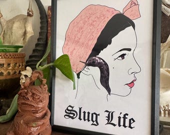 Slug Leben 5 x 7 Druck Slug Kunst