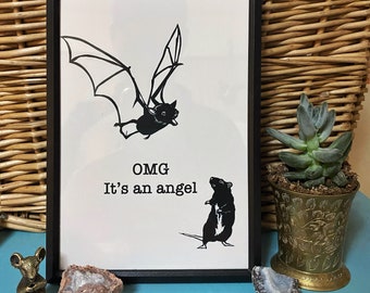 omg ITS AN ANGEL Kunstdruck 5x7 Ratte bat print