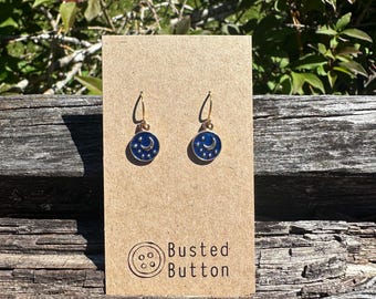 Celestial Blue and Gold dainty flower earrings