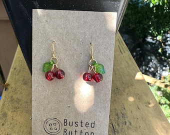 beaded cherry earrings