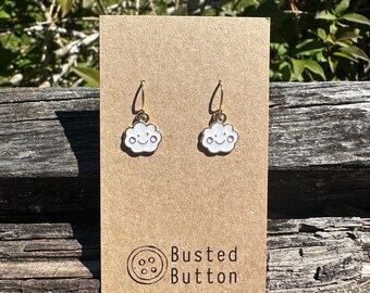 White and Gold dainty cloud earrings
