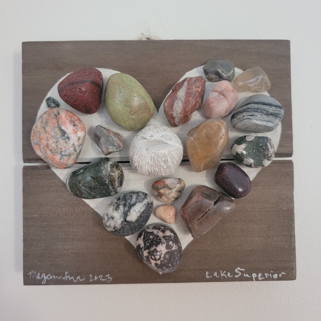 Love Lake Superior Wall Art Great Lakes Fossils Stones Etsy