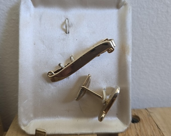 Vintage Gold Scroll Style Tie Clip and Cufflinks FREE SHIPPING