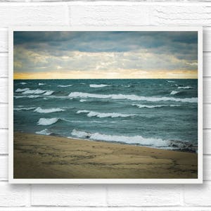 Lake Michigan prints, beach photo download, coastal wall art, Saugatuck Michigan beach printable photography digital download, beach sunset image 2