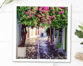 Paros Greece print, instant download printable art, printable wall art photography, square wall art, digital download photography, pink art