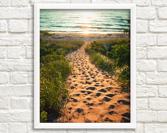 Beach wall art prints, sunset print, Michigan photography prints Lake Michigan art, beach printable photography digital download photography