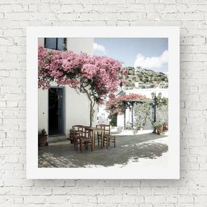 Travel photography, Greece print, bathroom wall art, vintage Greece photo, square fine art photography, Greece wall art print, Paros Greece