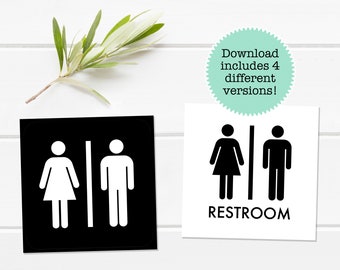 Lavatory indicators printable Etsy picture regarding Printable Bathroom Sign known as Lavatory indicators printable Etsy