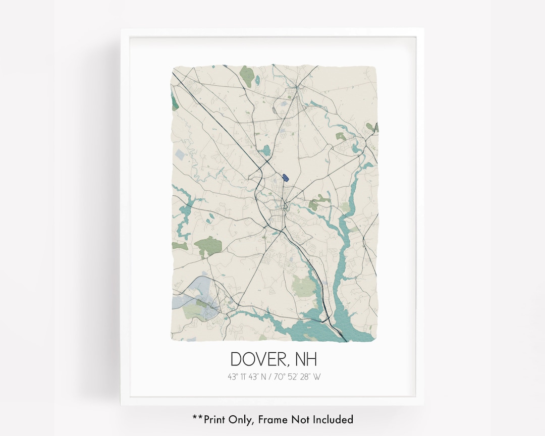 Dover NH City Map Art Print, Hometown Map Poster, City Map New ...