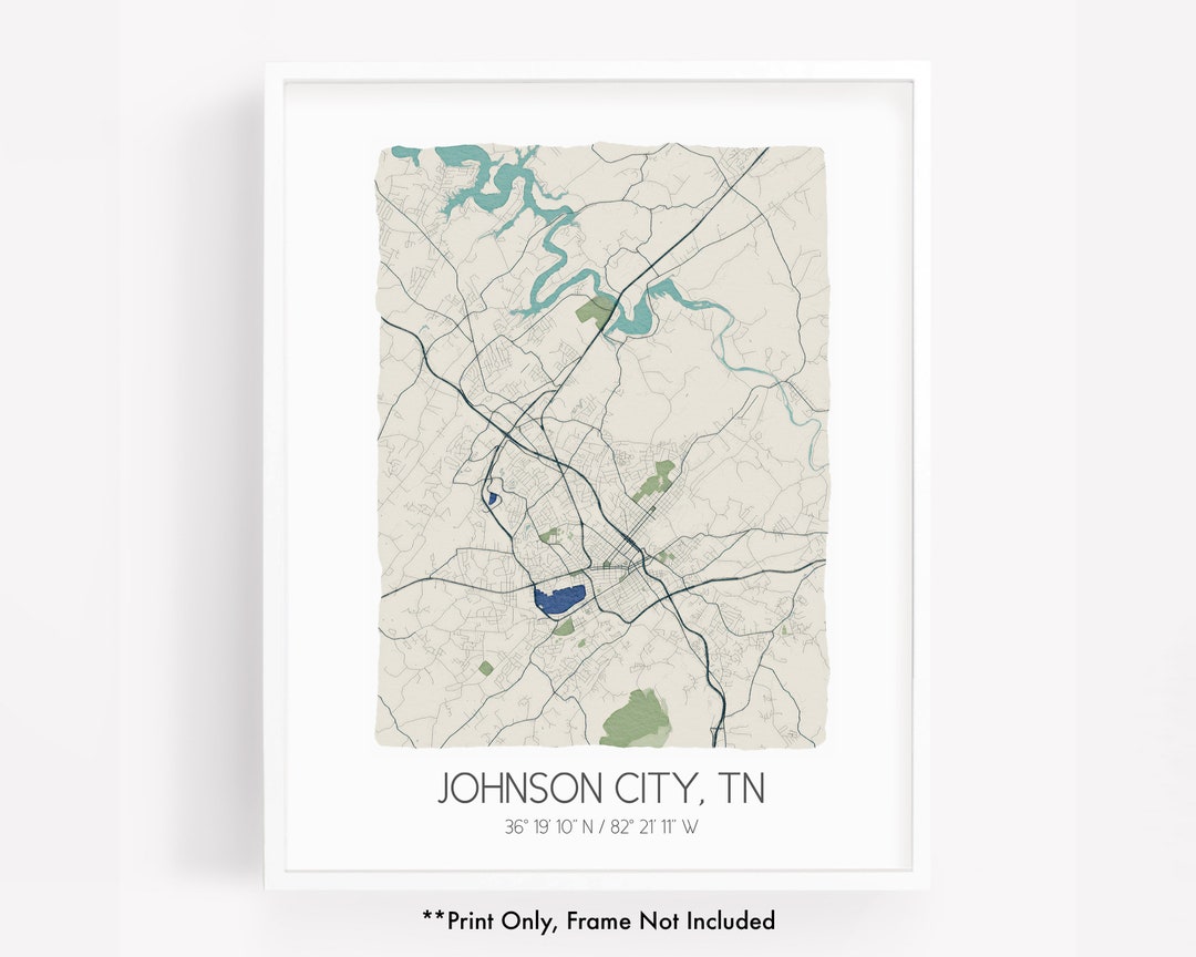 Johnson City TN City Map Art Print Hometown Map Poster City Etsy