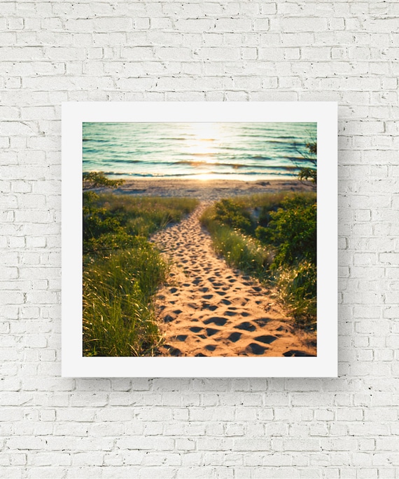 Beach Bathroom Decor Lake Michigan Photography Sunset Etsy