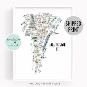 Watercolor city map print of Wilmington NC, hand drawn illustrated map of Wilmington North Carolina