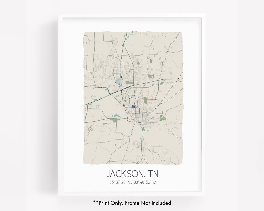 Jackson TN City Map Art Print Hometown Map Poster City Map Etsy