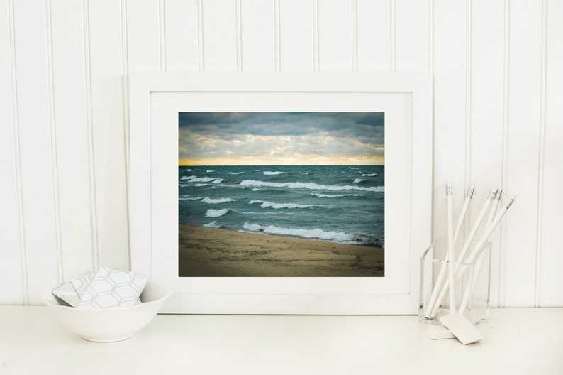 Lake Michigan prints, beach photo download, coastal wall art, Saugatuck Michigan beach printable photography digital download, beach sunset image 5