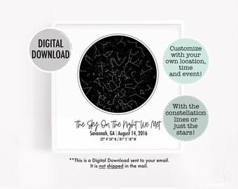 Impression personnalisée de carte des étoiles, cadeau d'anniversaire pour papa (téléchargement numérique)