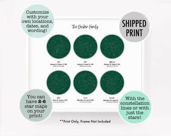 Personalized gift for dad, family star map print, birth date constellations print, star map by date, anniversary gift for husband, night sky