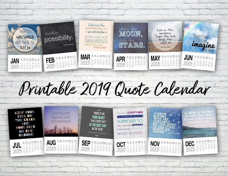 motivational quote calendar 2019