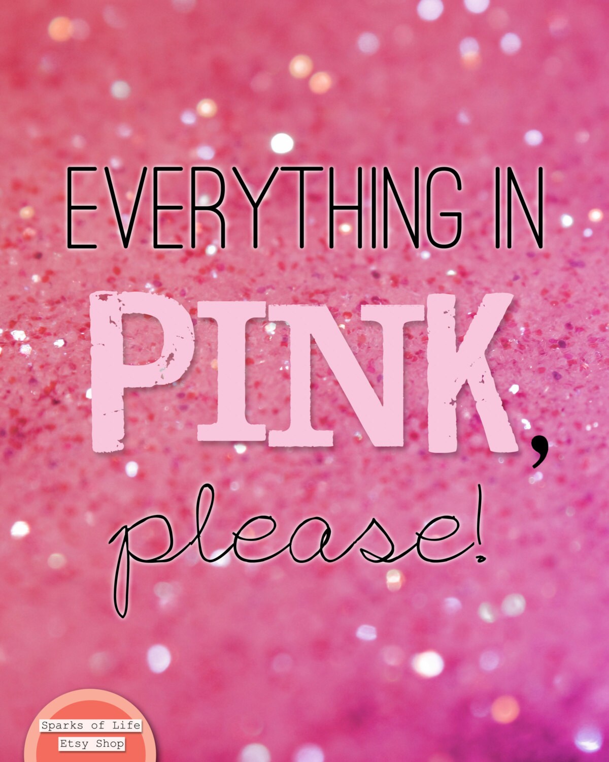 Pink quote for girls pink wall art quote print glitter wall Etsy