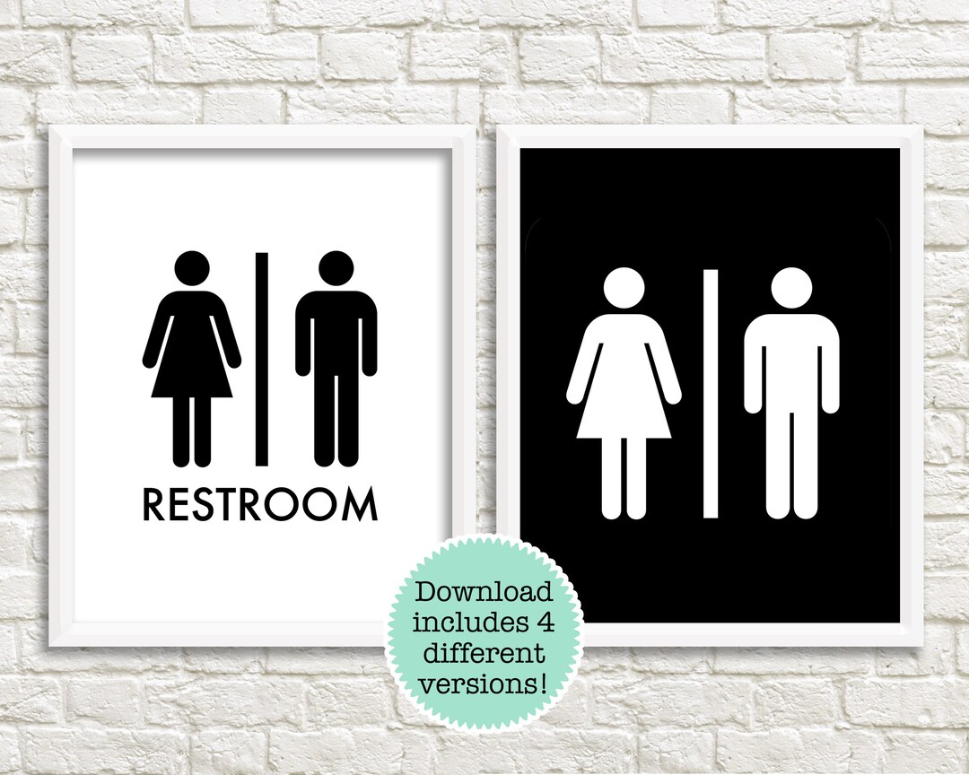 Printable Bathroom Art Custom Bathroom Door Art Black and - Etsy