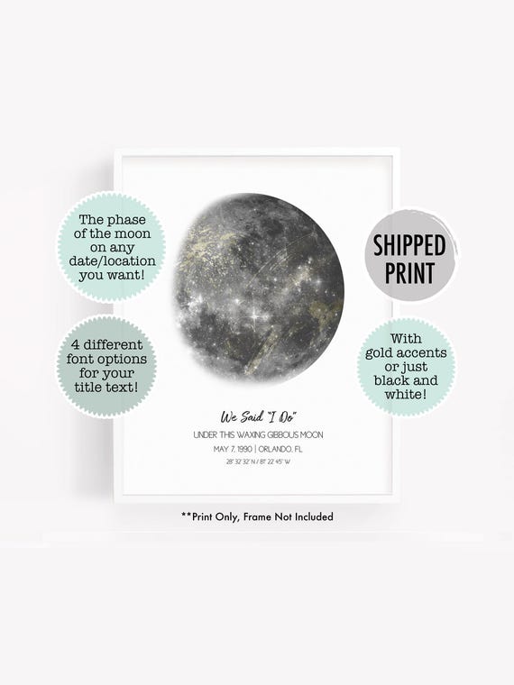 Personalized Moon Print: Names, Date, Location, Anniversary Gift ( Digital