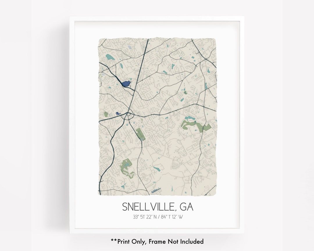 Snellville GA City Map Art Print, Hometown Map Poster, City Map Georgia ...