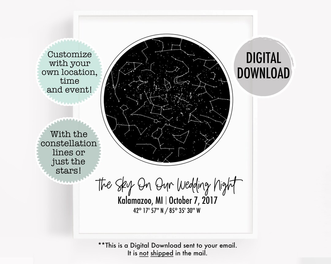 Personalized Constellation Printable, Custom Star Map Download, Custom ...