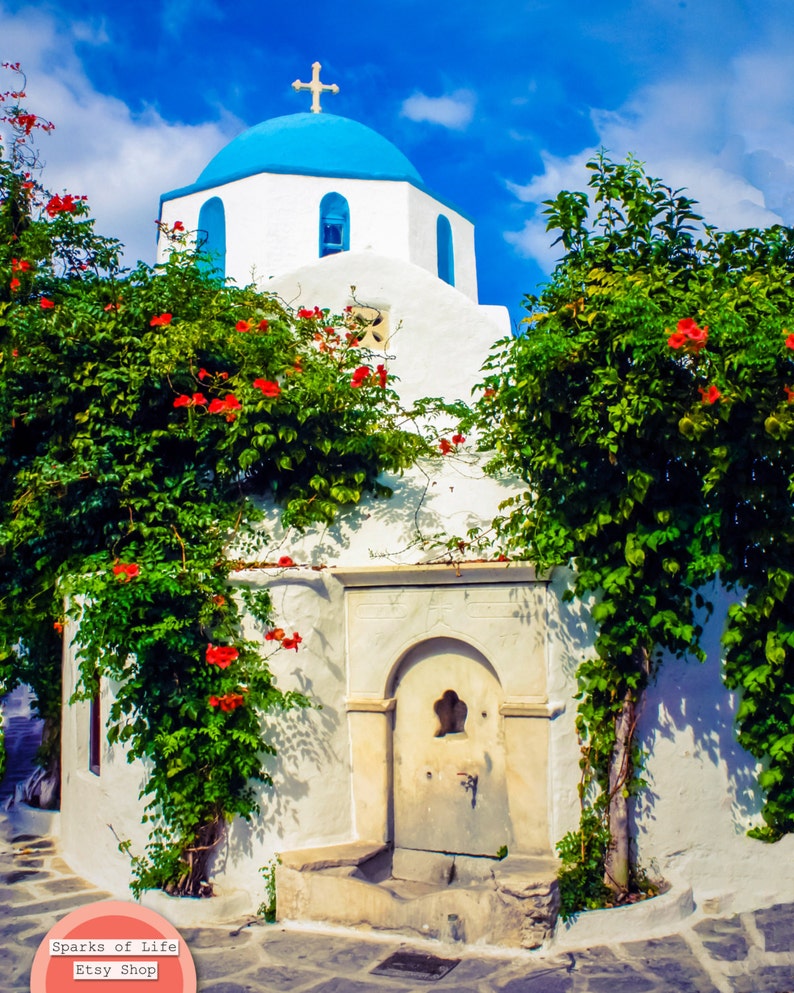 Greek church photography Greece photos travel prints Paros Greece wall art photography Greek decor Greek islands church print