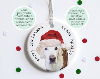 Custom pet ornament, personalized pet ornament, pet portrait ornaments, personalized dog ornament, gift for dog lovers, custom dog ornament