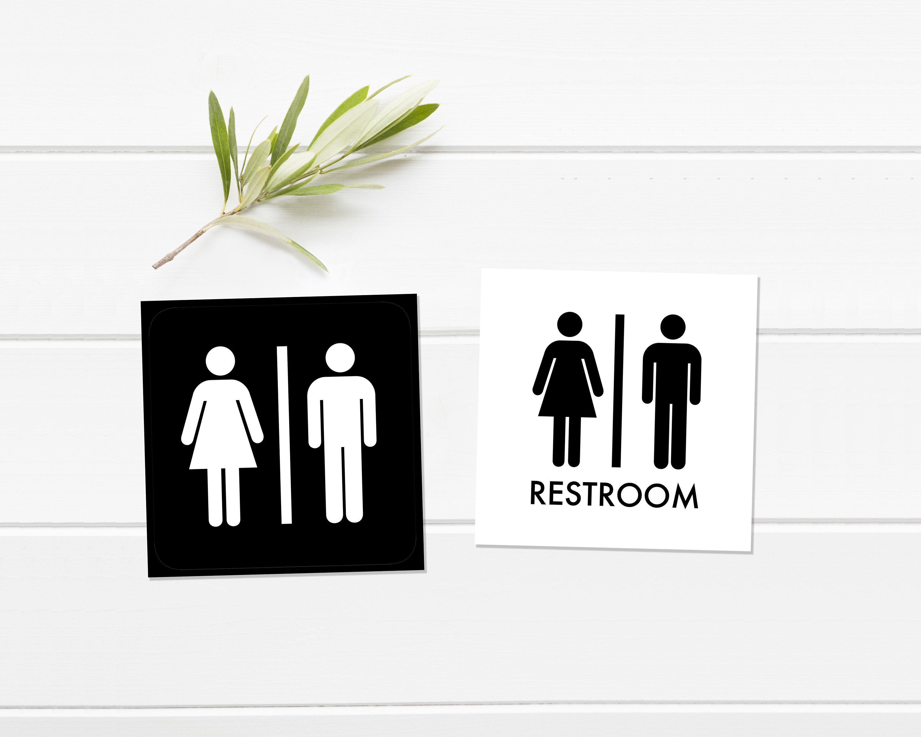 Unisex Restroom Sign Black and White Bathroom Printable Sign | Etsy