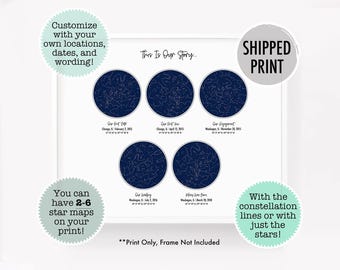 Personalized star map poster, wedding gift for couple, star map anniversary gift, constellation map, star map by date, night sky print