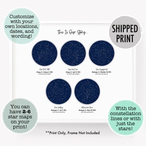 Personalized star map poster, wedding gift for couple, star map anniversary gift, constellation map, star map by date, night sky print