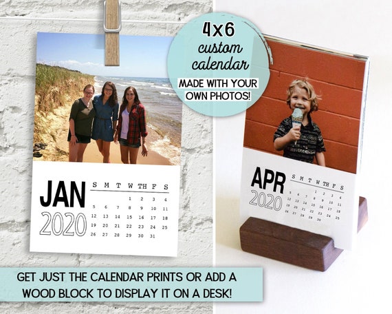 4x6 desk calendar custom calendar 2020 personalized calendar gifts for dad custom photo calendar wood block calendar with wood stand personalized photo calander