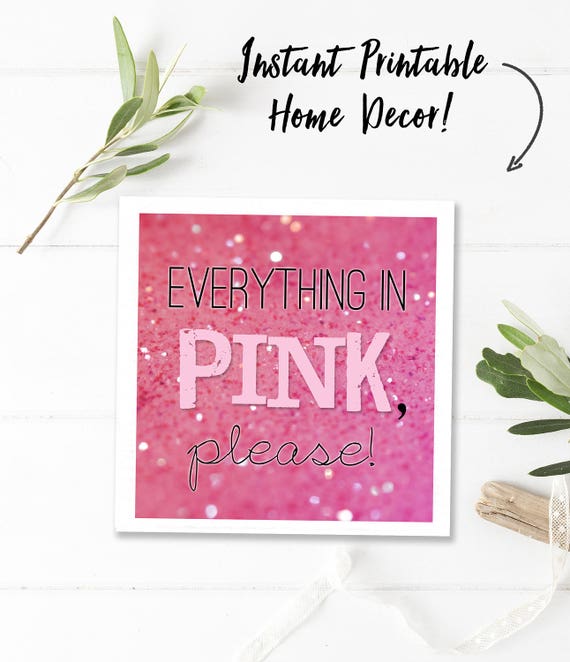 Pink Wall Decor Glitter Wall Decor Pink Digital Download Etsy