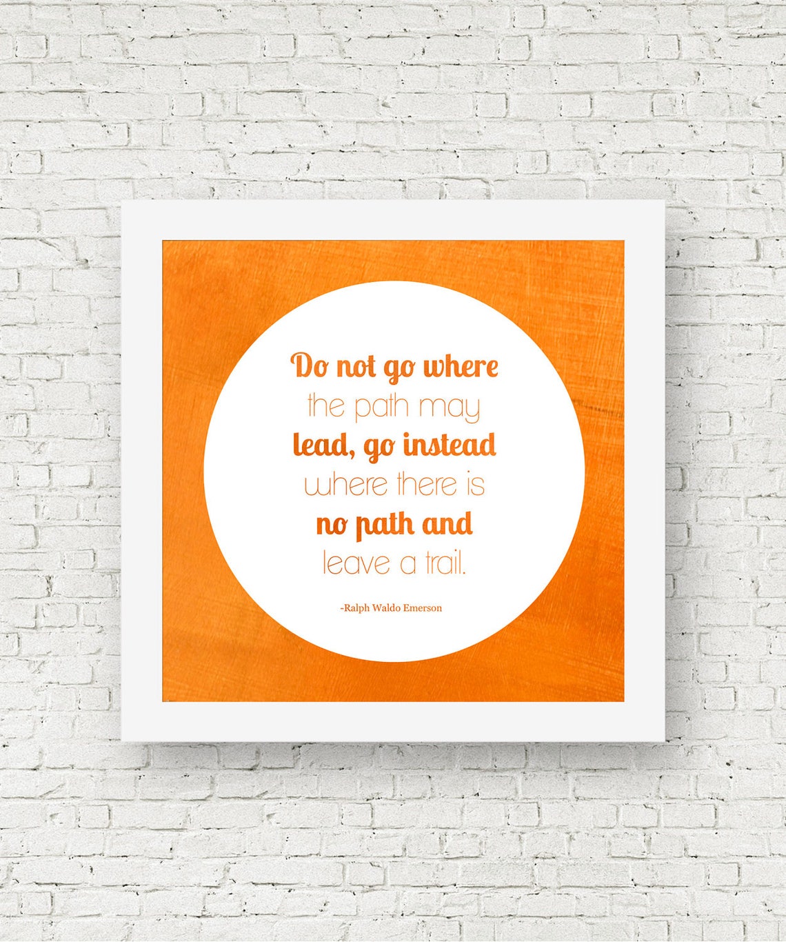 Inspirational sayings orange wall decor Emerson quote print Etsy