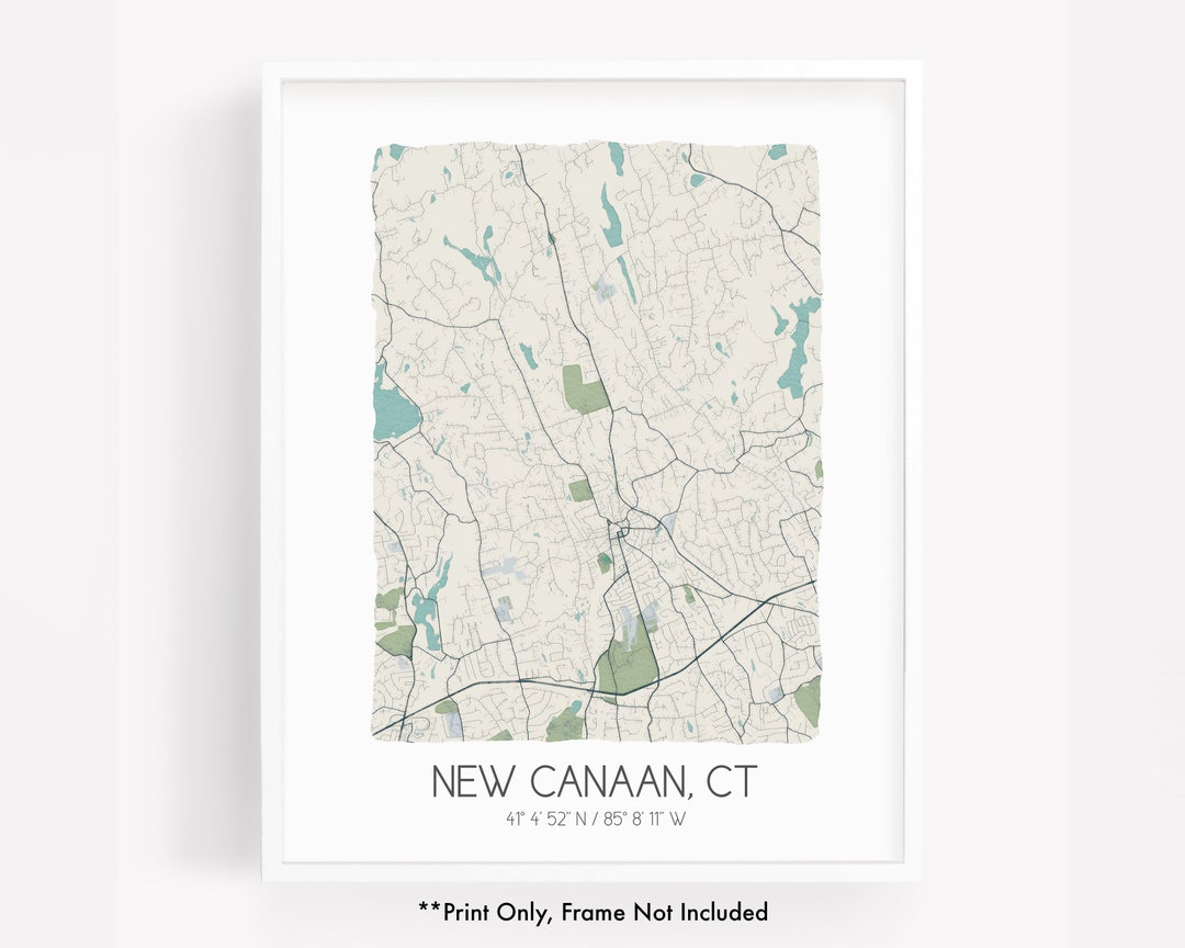 New Canaan CT City Map Art Print Hometown Map Poster City Etsy