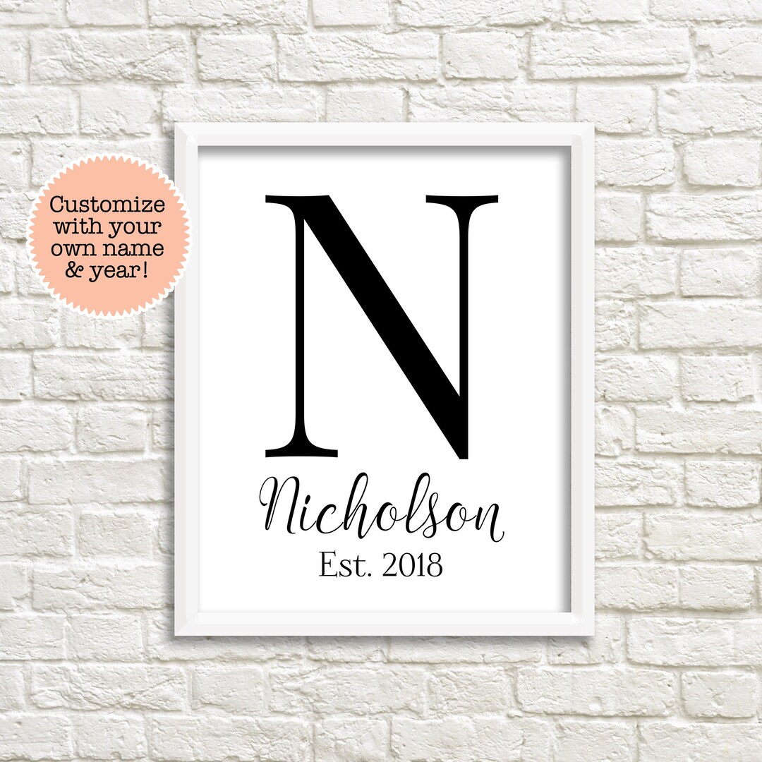 Family Monogram Wall Decor Personalized Gift Last Name - Etsy