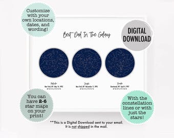 Mapa estelar personalizado para papá, lámina del cielo nocturno (descarga digital)