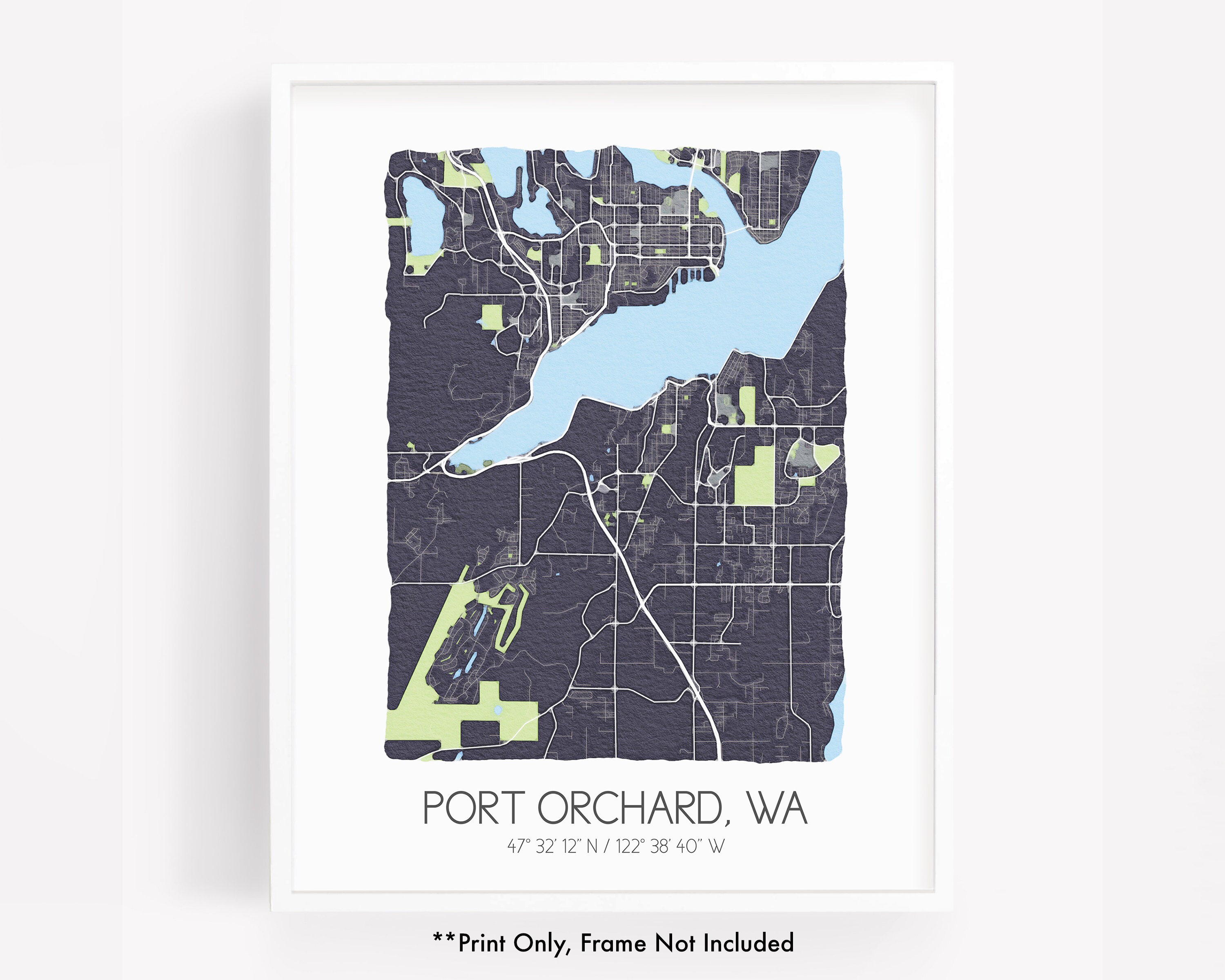 Port Orchard WA City Map Art Print, Hometown Map Poster, City Map ...
