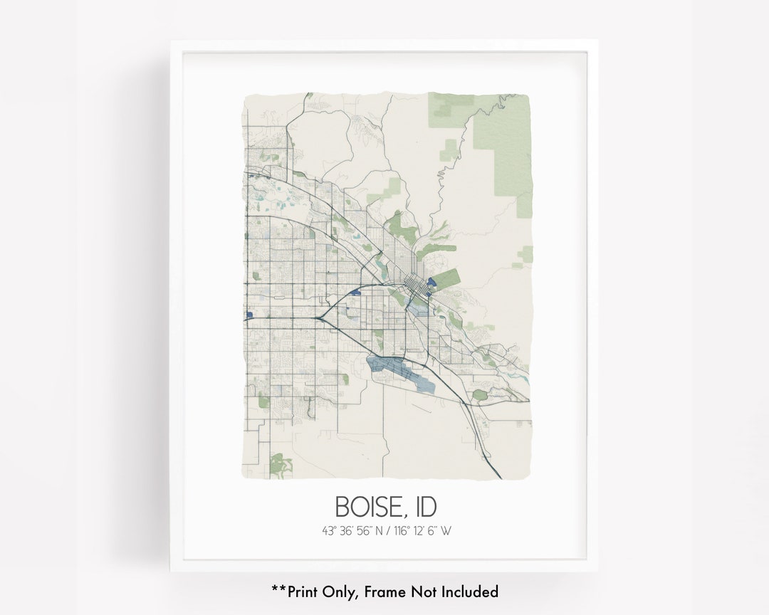 Boise ID City Map Art Print, Hometown Map Poster, City Map Idaho, Map ...