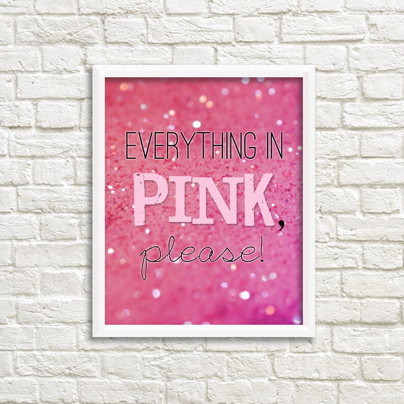 pink quote for girls pink wall art quote print glitter wall etsy