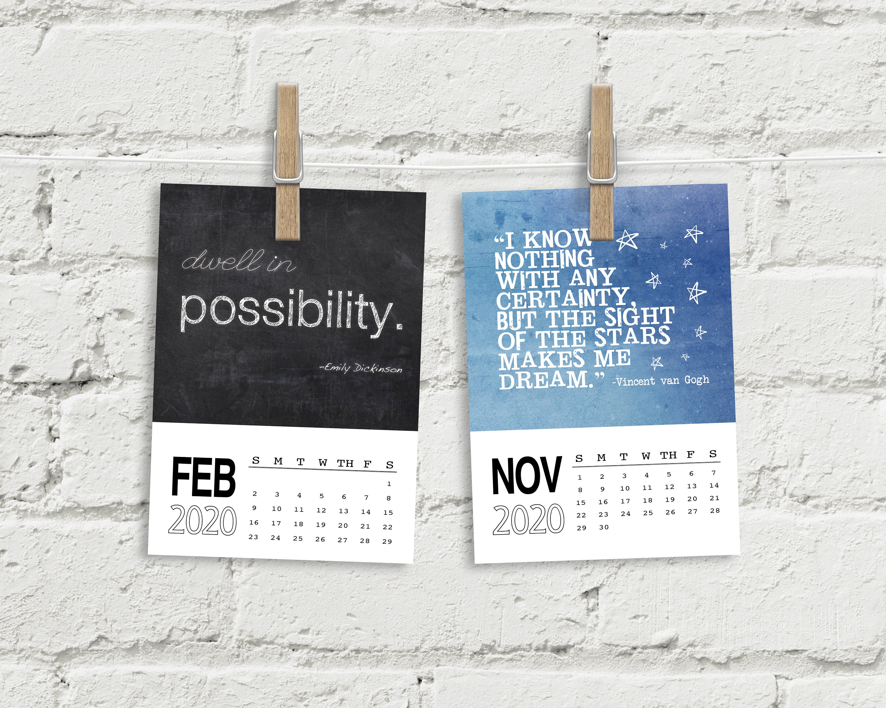 Printable calendar 2020 quote calendar digital calendar | Etsy