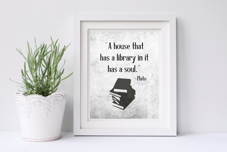 Book lover gift library wall decor gifts for readers black Etsy