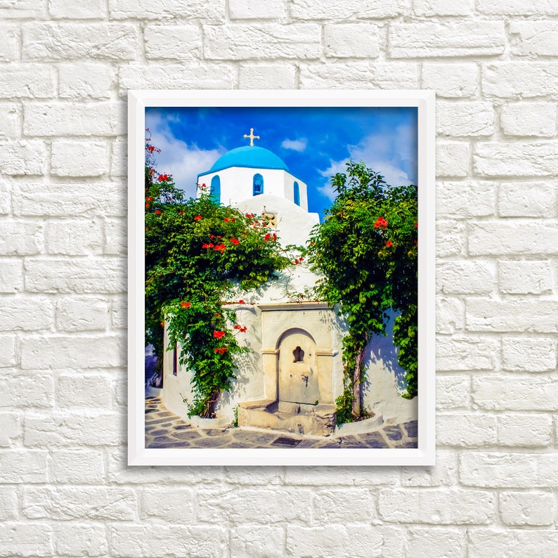 Greek church photography Greece photos travel prints Paros Greece wall art photography Greek decor Greek islands church print