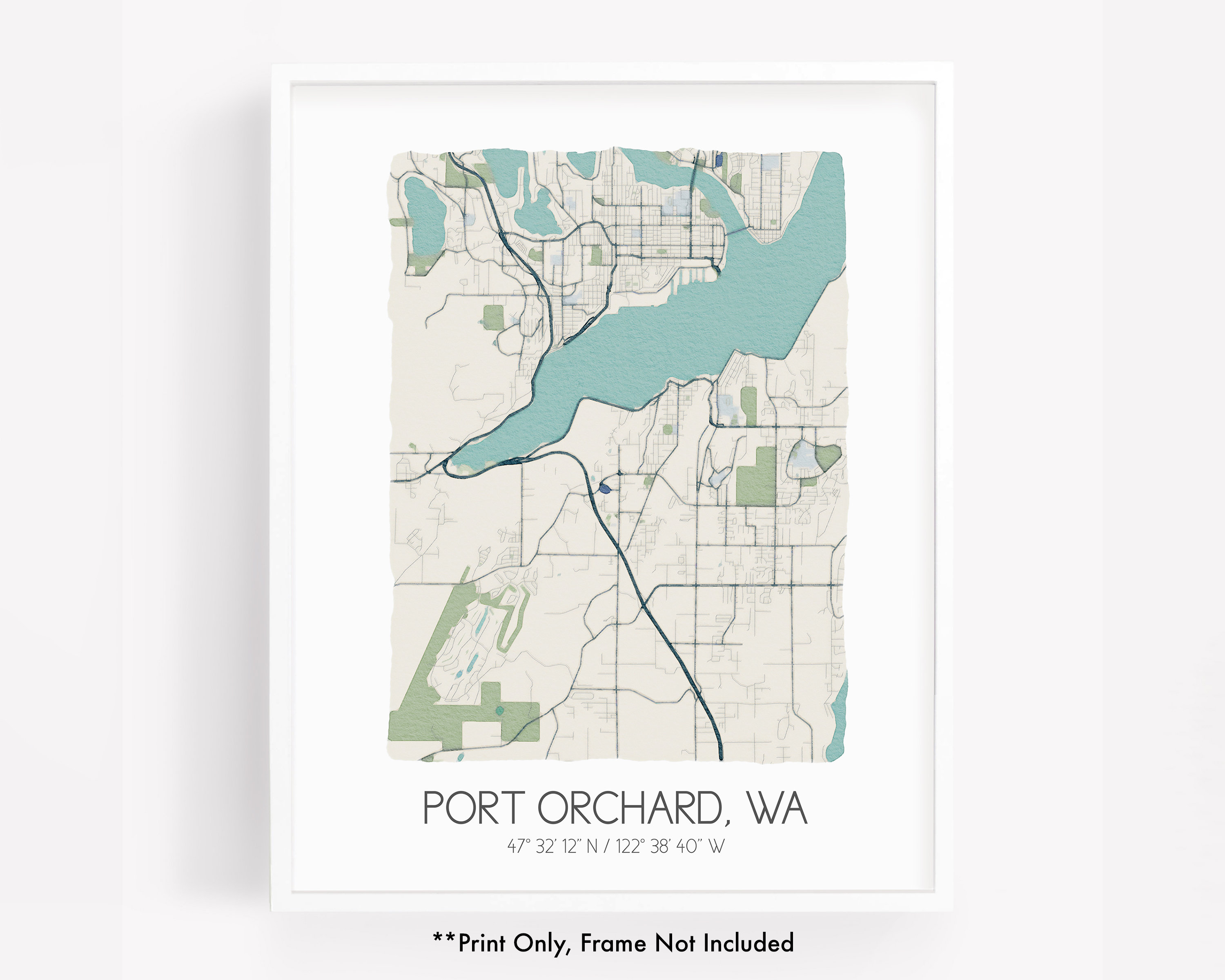 Port Orchard WA City Map Art Print, Hometown Map Poster, City Map ...