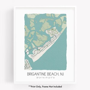 Brigantine Beach NJ city map art print, hometown map poster, city map New Jersey, map wall art, watercolor map print